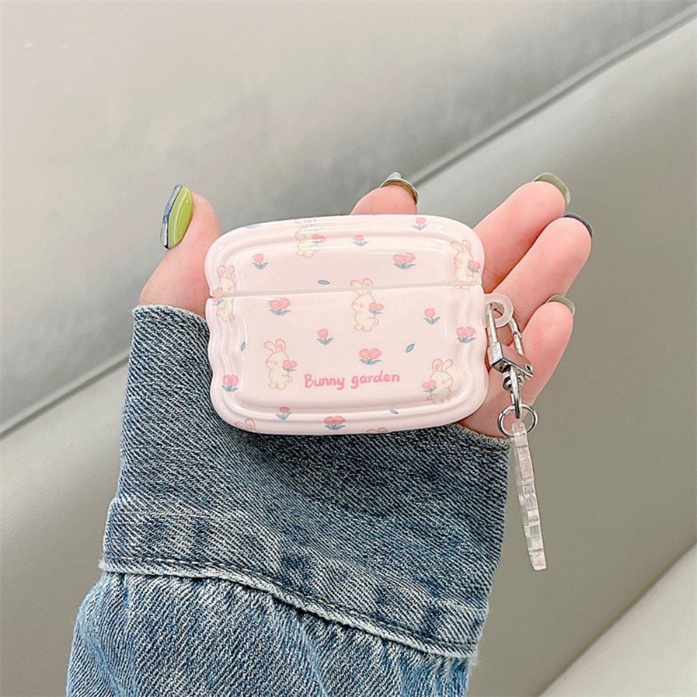 Vỏ Bảo Vệ Hộp Sạc Tai Nghe Airpods 1 2 3 pro 2 Bluetooth Không Dây Chất Liệu Silicon Cứng Họa Tiết Hoa / Thỏ Hồng Thời Trang