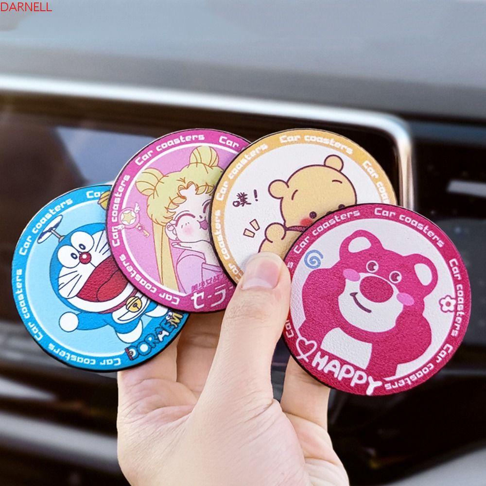 DARNELL Đệm Lót Cốc Nước Chống Trượt Hình Mèo Dễ Thương Trang Trí Nội Thất Xe Hơi