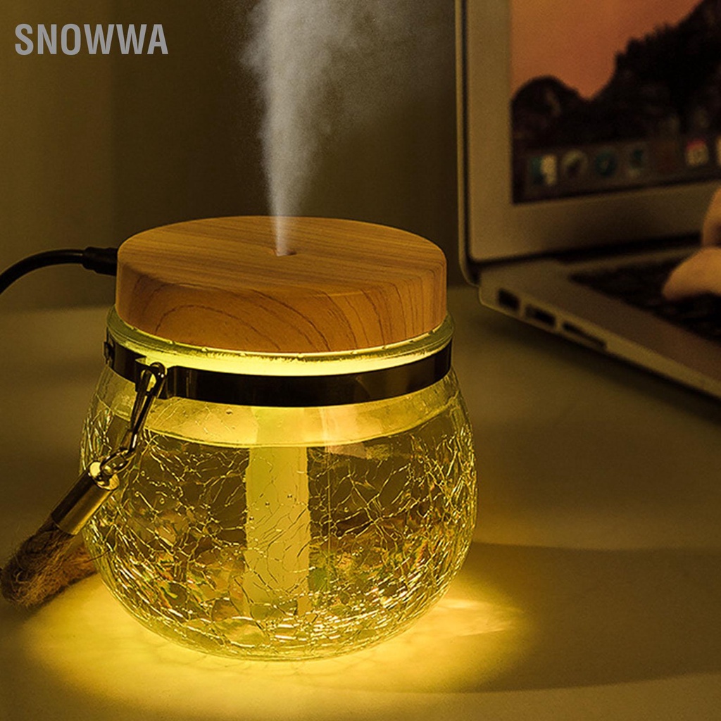 Snowwa Máy tạo độ ẩm bằng kính tính để bàn Bộ khuếch tán không khí Phụ kiện gia dụng có thể sạc lại USB