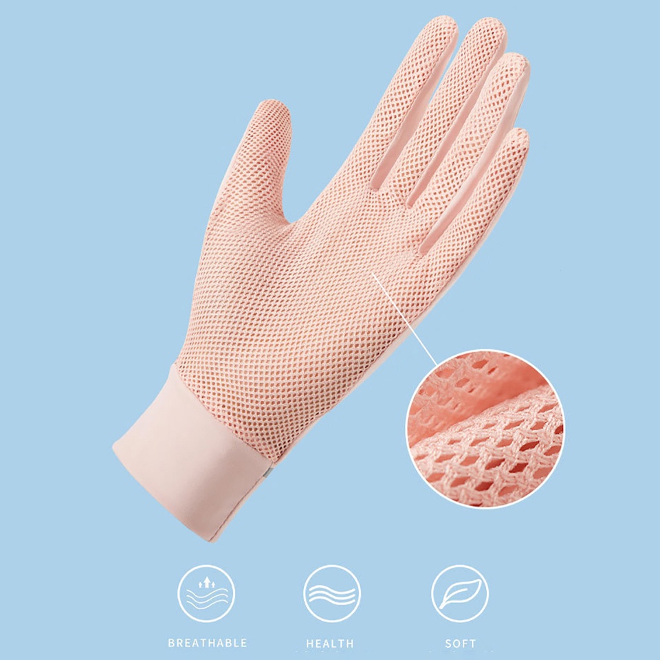 Găng Tay Hở Ngón Chống Tia UV UPF50 Bằng Lụa Lạnh Chống Trượt Thoáng Khí Dành Cho Nam Nữ Chạy Bộ Đạp Xe Thể Thao Ngoài Trời