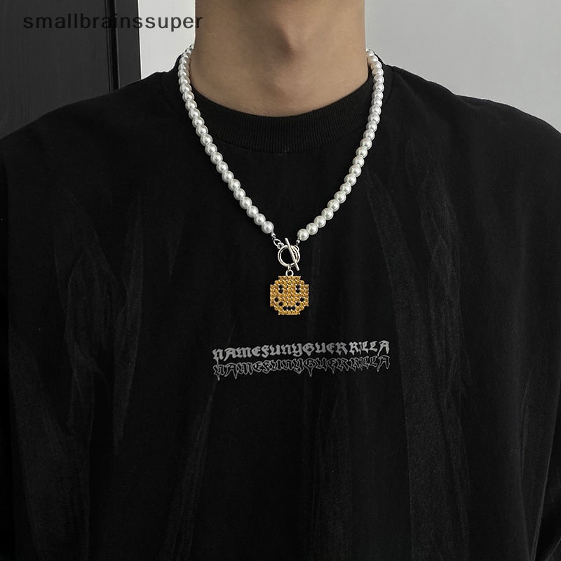 Vòng cổ Ngọc Trai Mặt Cười Đính Pha Lê Thời Trang Cho Nam Và Nữ SBS