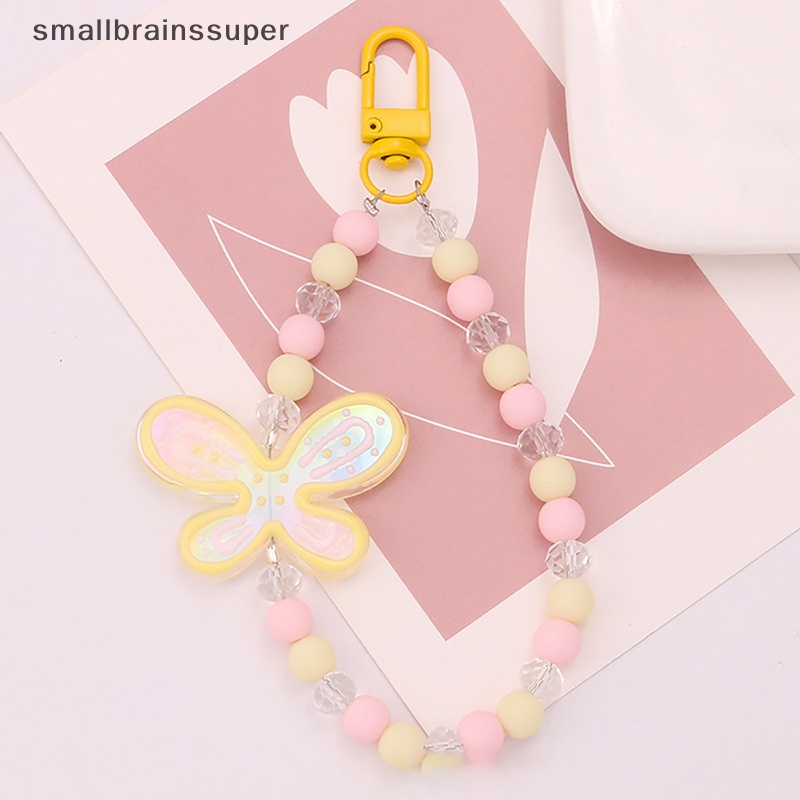Dây Đeo Điện Thoại / Móc Khóa Bằng Acrylic Màu Kẹo Hình Bướm Dễ Thương SBS