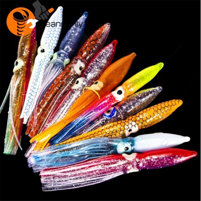 Bộ 10 Mồi Câu Cá Hình Bạch Tuộc Dạ Quang 8cm
