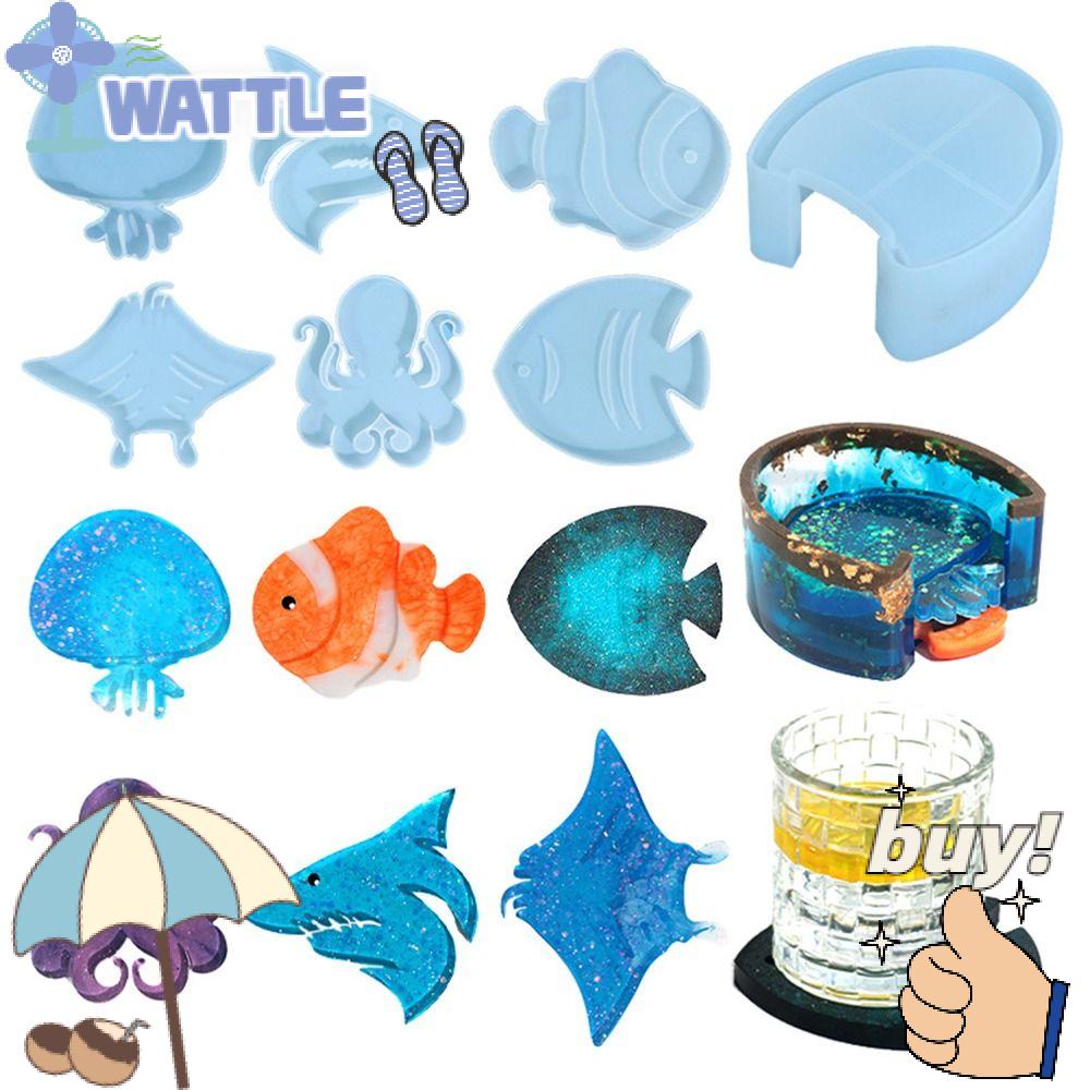 WTTLE Khuôn Silicone Làm Đế Lót Ly Trà Hình Bạch Tuộc / Sinh Vật Biển Độc Đáo Trang Trí Nhà Cửa