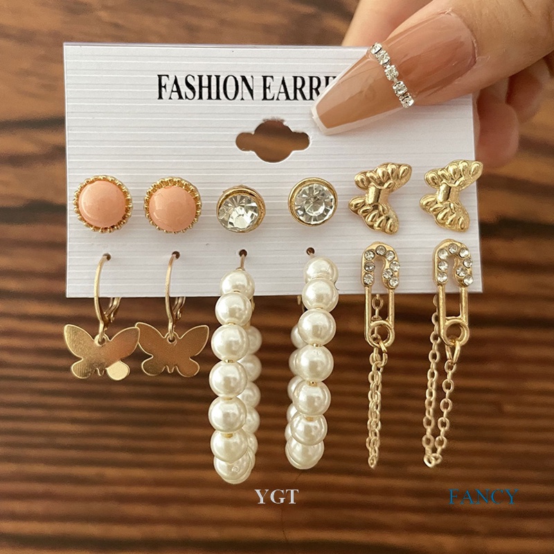 Ygt Khuyên Tai Vòng Hình Học Họa Tiết Da Báo / Bướm / Máy Bay Màu Nâu Thời Trang Mới