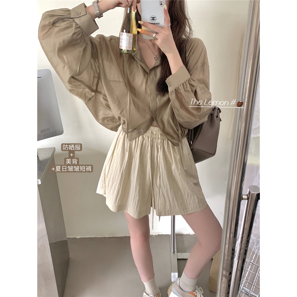 Quần ngắn ống rộng Dây Rút Phong Cách Hàn Quốc Thời Trang Mùa Hè Hàng Mới Dành Cho Bạn Nữ