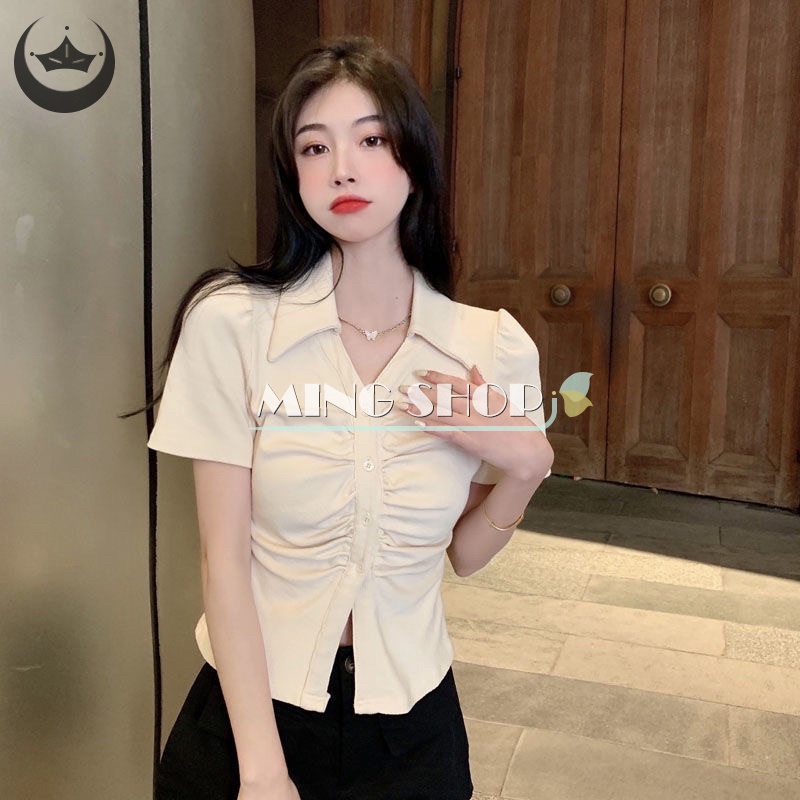 Áo Sơ Mi Tay Ngắn Màu Sắc Ngọt Ngào Dành Cho Nữ