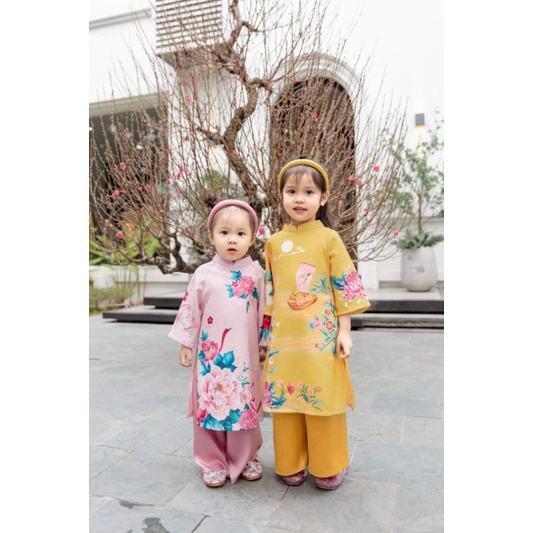 🌷 Set áo dài cách tần 4 tà mẹ bé đẹp nhẹ nhàng 4 tà kiểu dáng hiện đại mềm mại