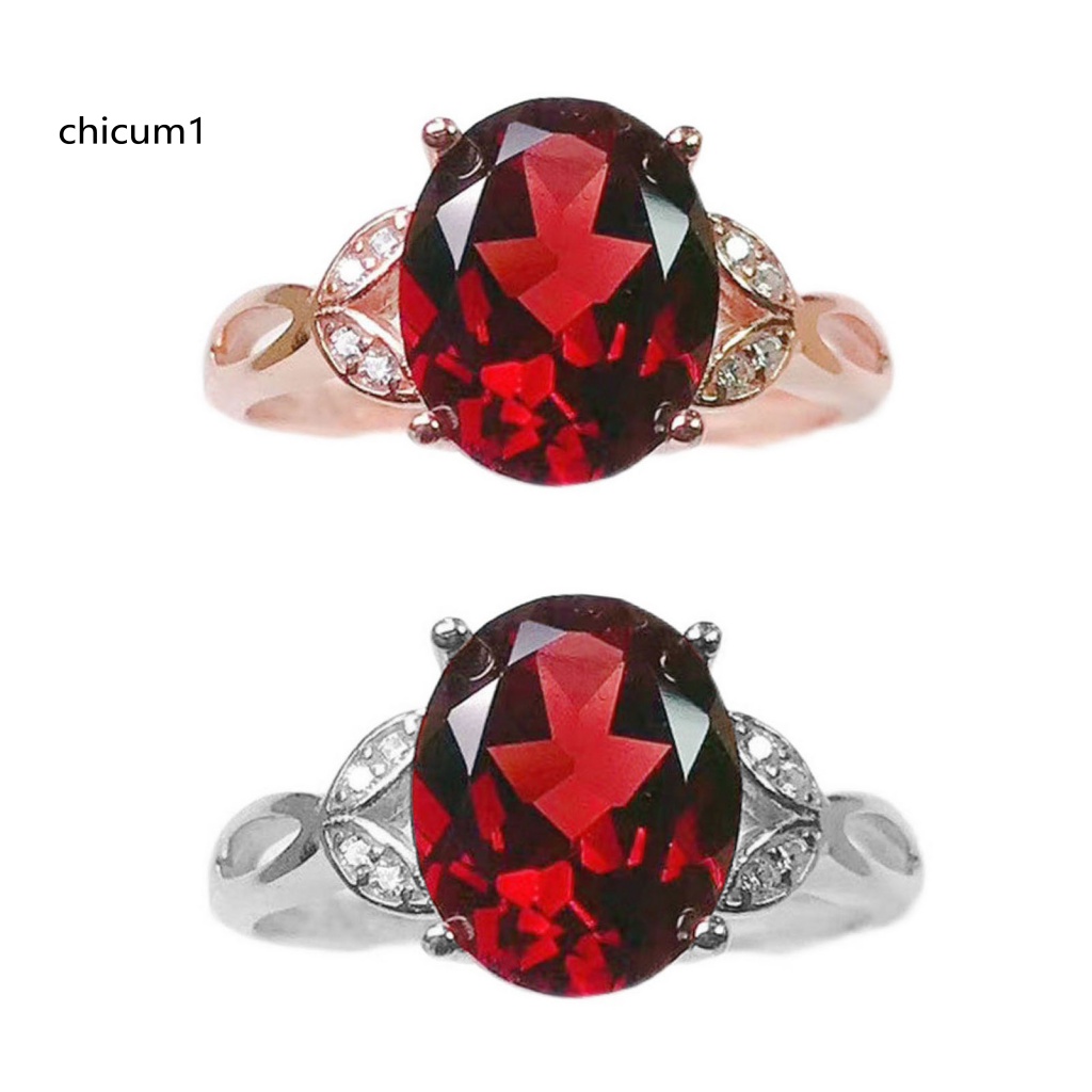 Nhẫn Hở Đính Đá Garnet Lấp Lánh Có Thể Điều Chỉnh