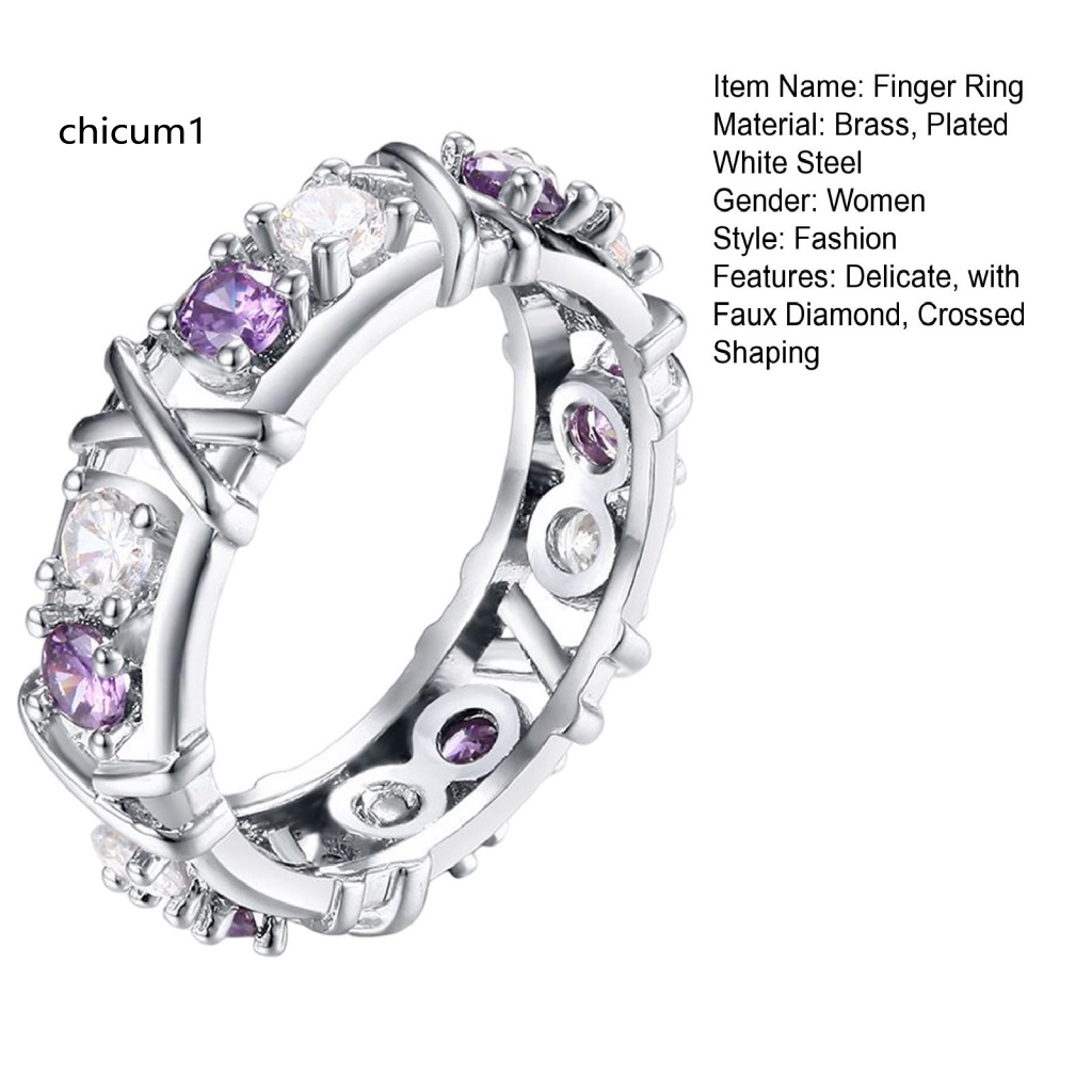 Nhẫn Đeo Tay Hai Tông Màu Đính Đá Zircon Giả Lấp Lánh Cho Nữ