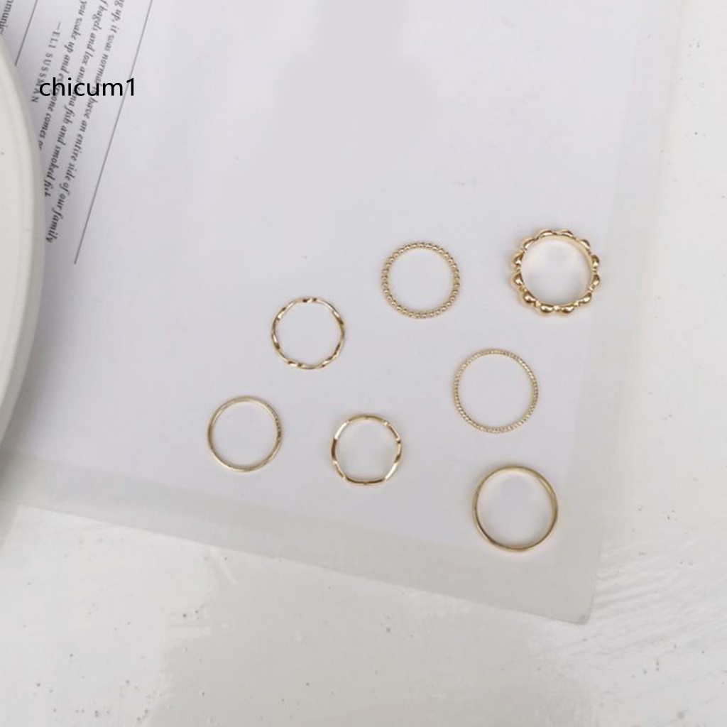 Set 8 Nhẫn Đeo Khớp Ngón Tay Mạ Điện Không Gây Dị Ứng Trang Trí Họa Tiết Hình Học Tinh Tế Thời Trang Tối Giản Cho Nữ