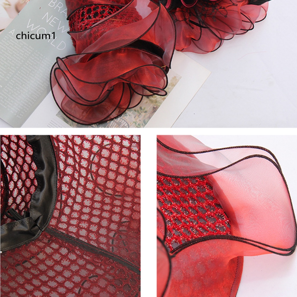 Mũ Rộng Vành Phối Lưới Xuyên Thấu Thời Trung Cổ Cho Nữ