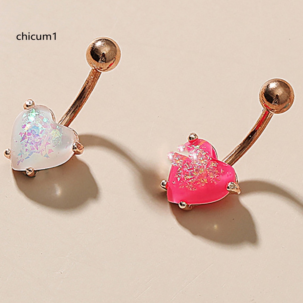 Khuyên RốN HìNh Tim ĐíNh Đá BằNg ThéP Không Gỉ