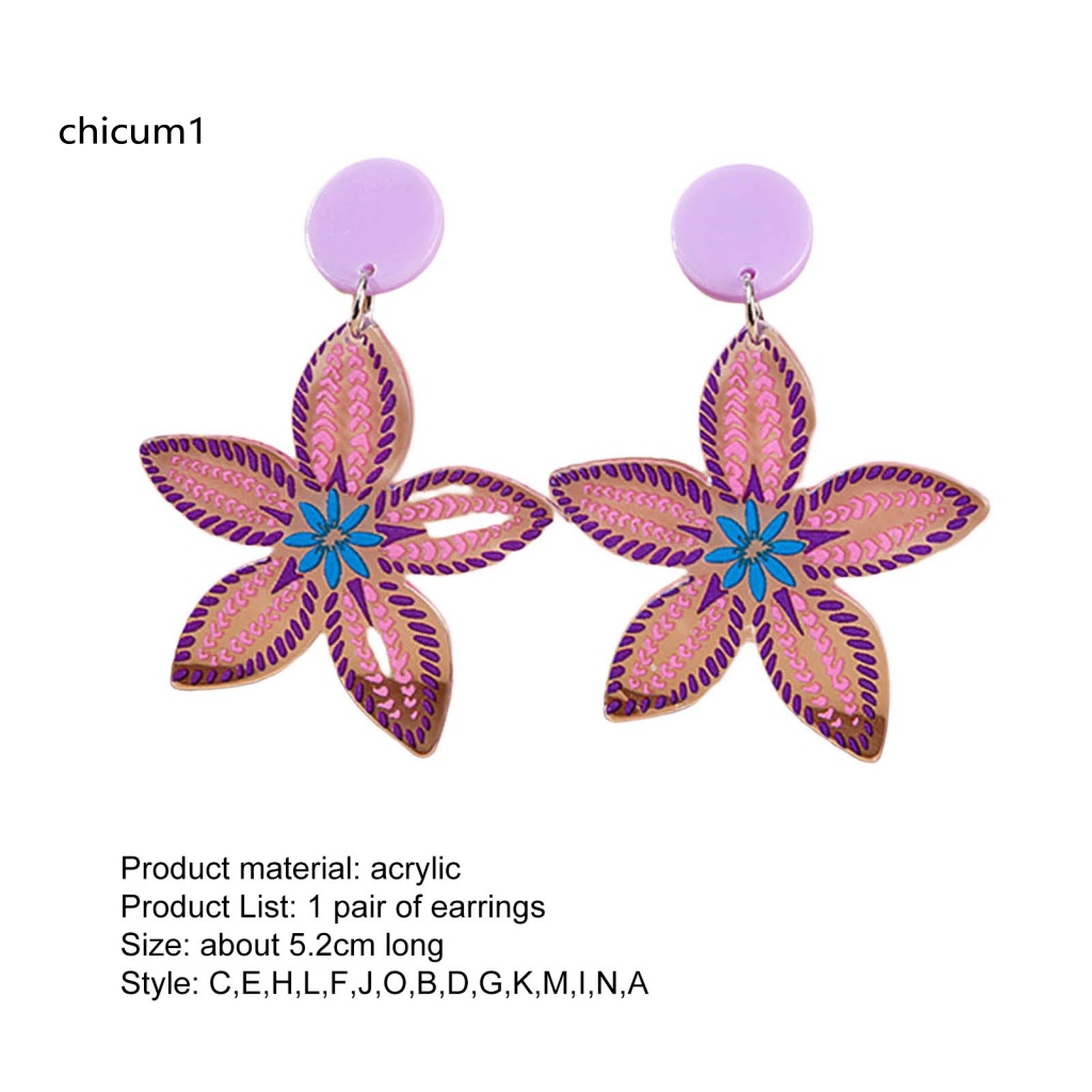 1 Cặp Bông Tai Acrylic Bóng Nhiều Màu Sắc Họa Tiết Hoa Ngôi Sao Hình Học Thời Trang Cho Nữ