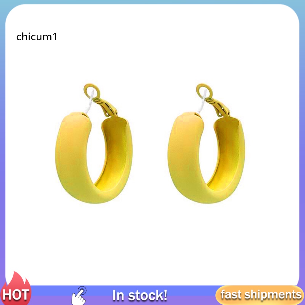 Khuyên Tai CC Dạng Vòng Thiết Kế Hình Học Tối Giản Nhiều Màu Sắc Mùa Hè