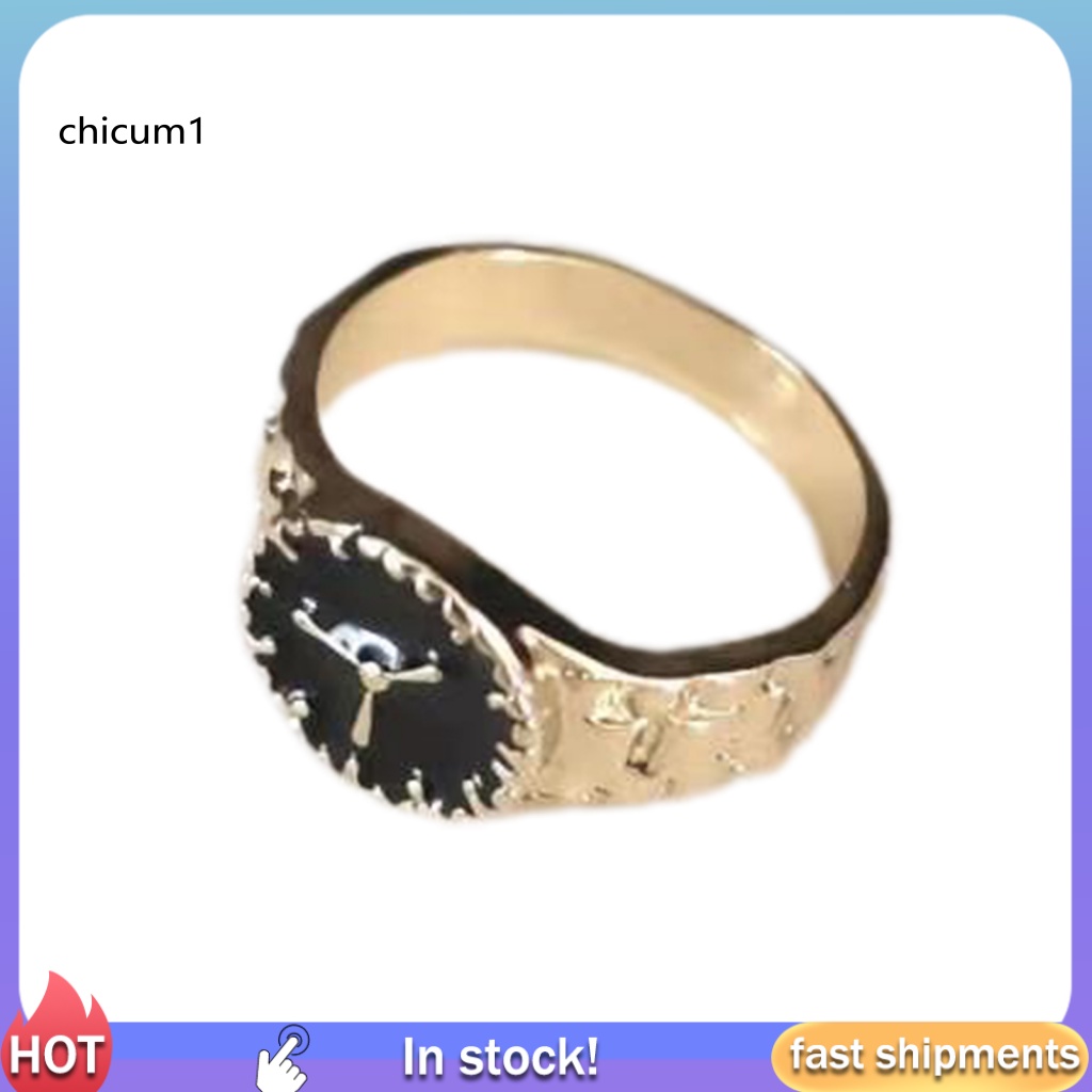 Nhẫn Hình Đồng Hồ Sáng Bóng Phong Cách Ins Cho Tiệc Tùng