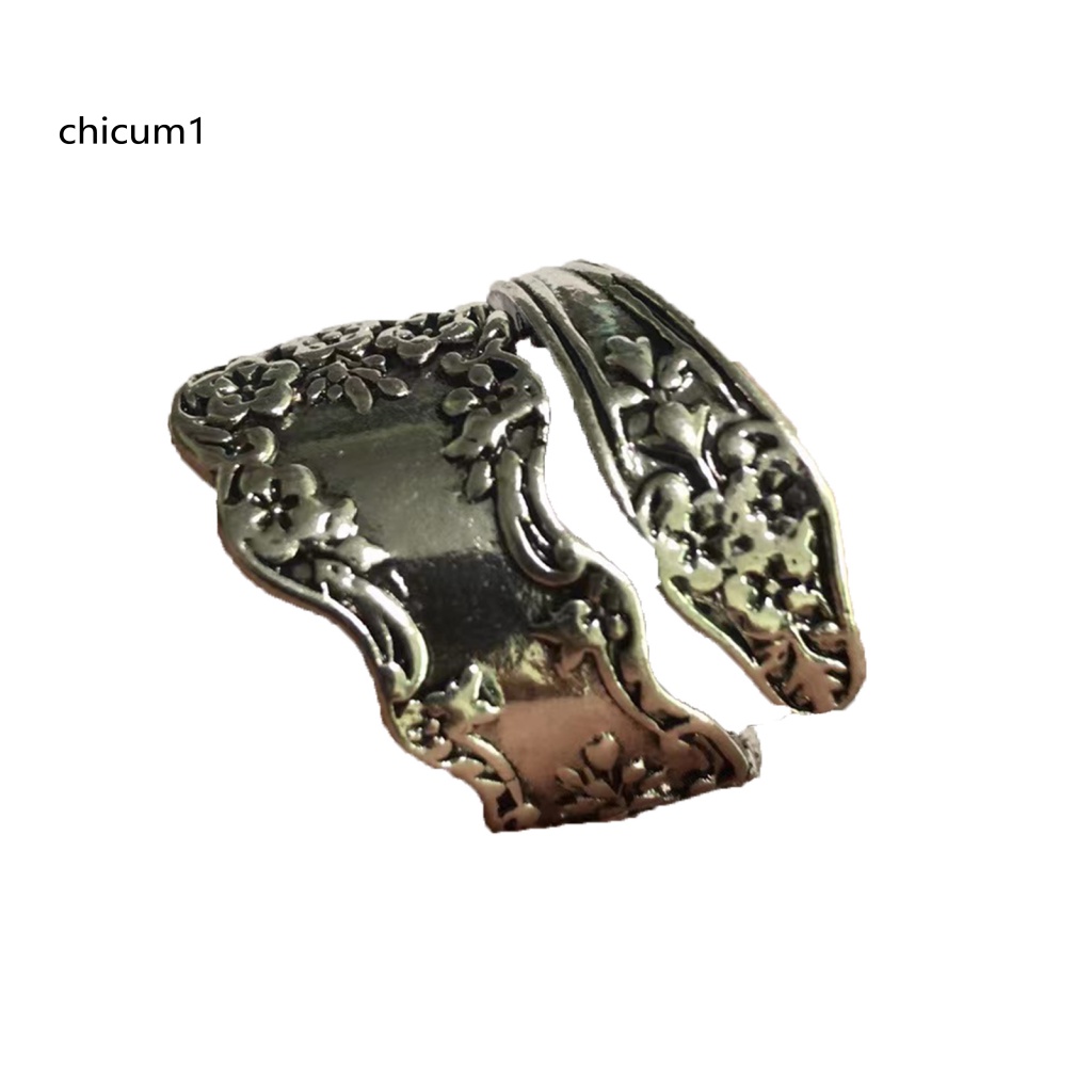 Nhẫn Dạng Mở Mạ Điện Họa Tiết Hoa Hình Học Không Phai Màu Phong Cách Vintage