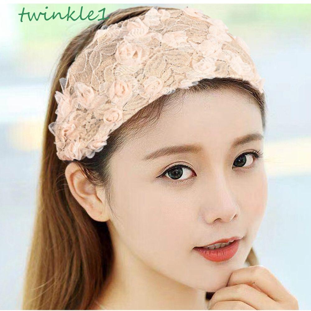 TWINKLE Băng Đô Cài Tóc Vải Lưới Chống Trượt Họa Tiết Hoa Đơn Giản Dễ Thương Cho Nữ