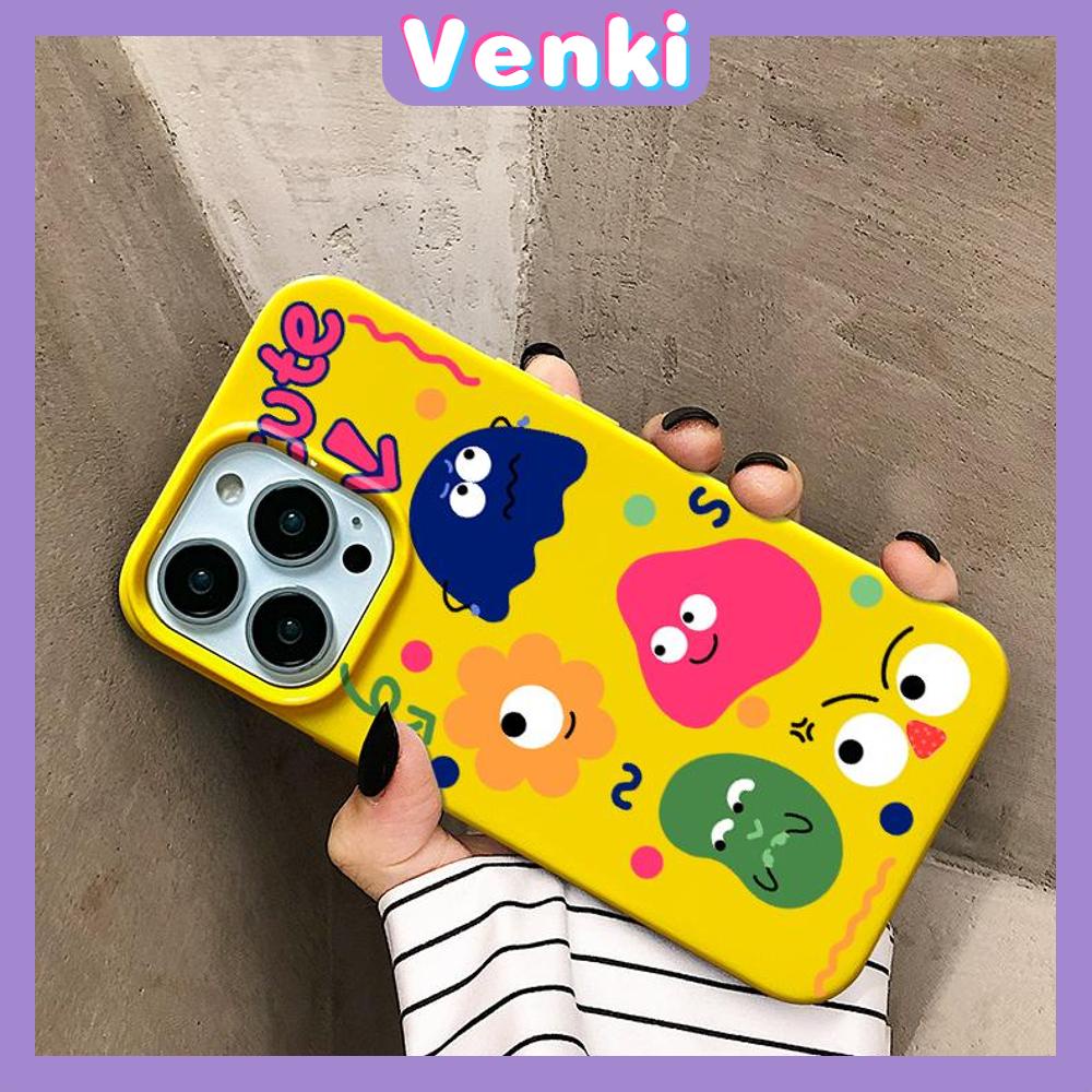 VENKI - Dành Cho Điện Thoại iPhone 11 Ốp Lưng Bóng TPU Màu Vàng Bóng Kẹo Bảo Vệ Camera Chống Sốc Hình Quái Vật Mềm Dễ Thương Tương Thích Với iPhone 14 13 Pro max 12 Pro Max xr xs 7 8 Plus