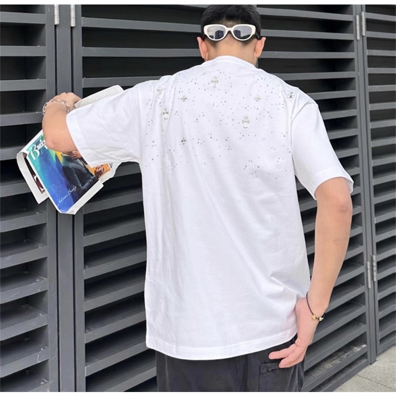 Ch-the Xu Hướng Thời Trang Mới Nhất Áo Thun Tay Ngắn Cổ Tròn Đính Đá Kim Cương Nóng Bỏng vintage