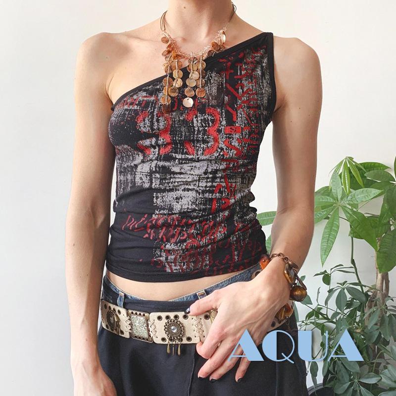 Áo Tank Top Không Tay Hở Vai In Chữ Thời Trang Dành Cho Nữ