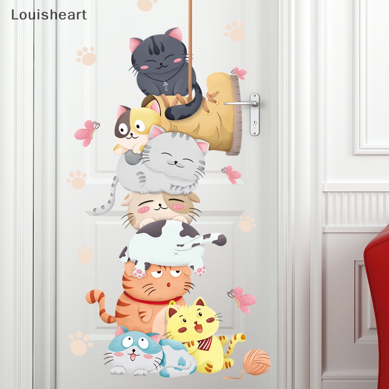 Giấy Dán Tường Đo Chiều Cao Cho Bé Hình Mèo Louisheart