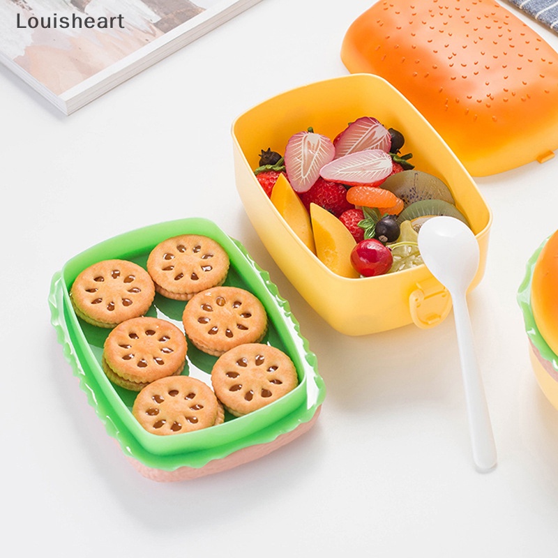 Louisheart Hộp cơm Hai Ngăn Hình Hamburger Sáng Tạo