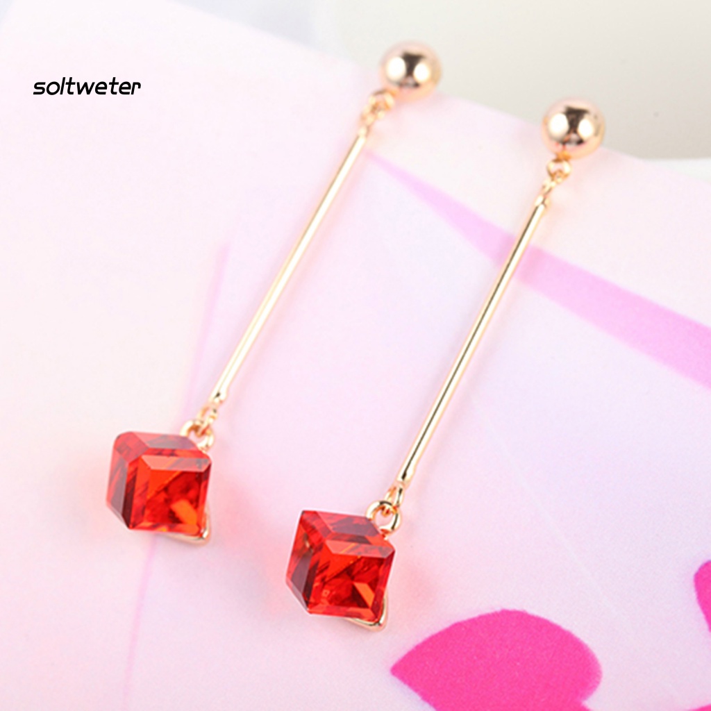 1 Đôi Bông Tai Dáng Dài Đính Đá Thời Trang Dự Tiệc Cưới