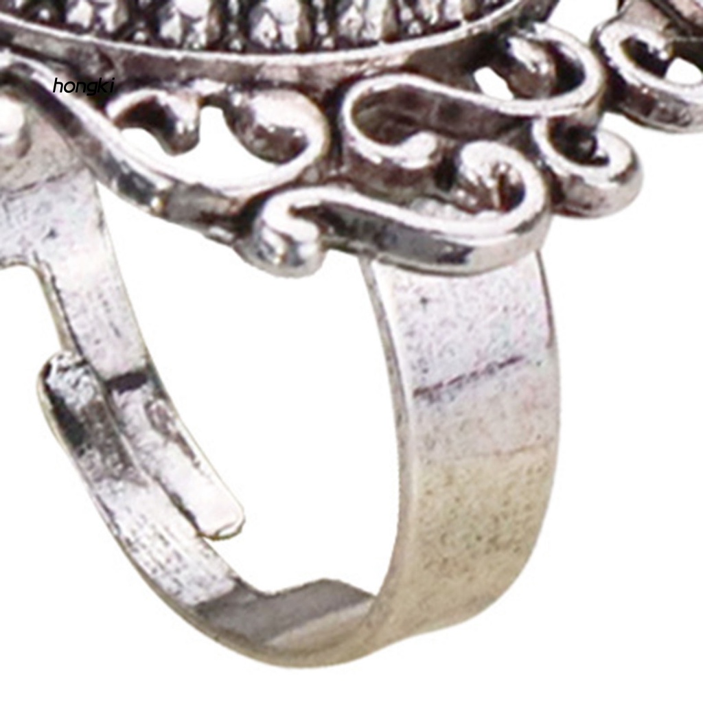 Nhẫn Hở ChạM KhắC HìNh TráI Tim ĐíNh Đá Phong CáCh Bohemia