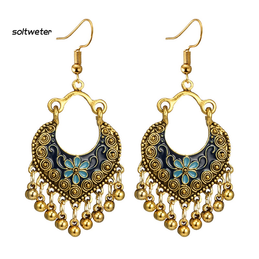 Bông Tai Chuỗi Hạt Phối Tua Rua Phong Cách Bohemian Thời Trang Đi Tiệc Cho Nữ