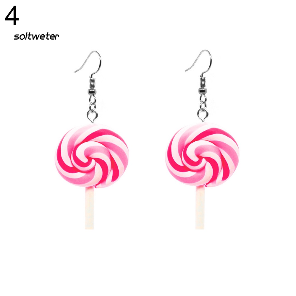 Hoa Tai Dáng Dài Hình Kẹo Mút Màu Sắc Cầu Vồng Thời Trang Cho Nữ