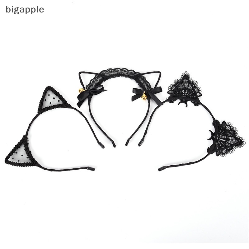 Băng Đô Tai Mèo Phối Ren Hóa Trang Dự Tiệc Cho Nữ