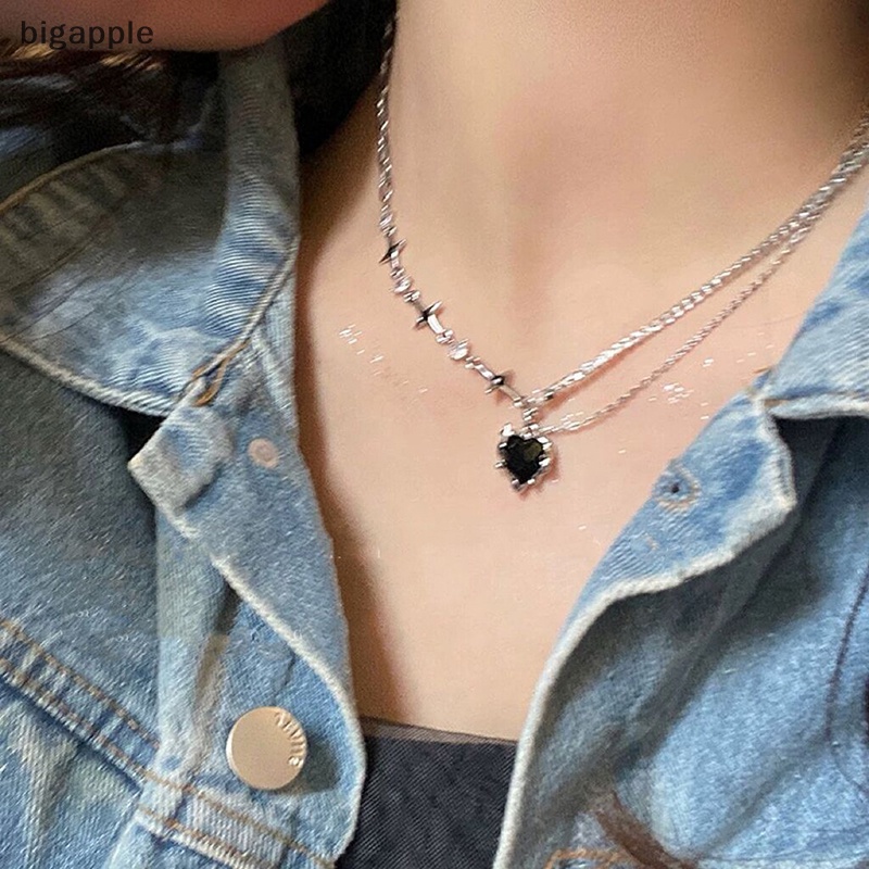 Bigapple Vòng cổ Choker Dáng Dài Mặt Hình Giọt Nước Đào Pha Lê Hình Trái Tim Ngọt Ngào Thời Trang Cá Tính RDG