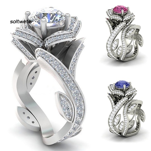 Nhẫn Đeo Khớp Ngón Tay Hình Hoa Lá Đính Đá Zircon Lấp Lánh