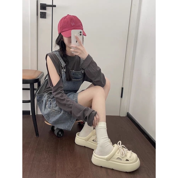 Dép dép bánh mì nữ dép nữ dép bánh mì đế cao 2023 NEW Nữ dép bít mũi nữ AE5125