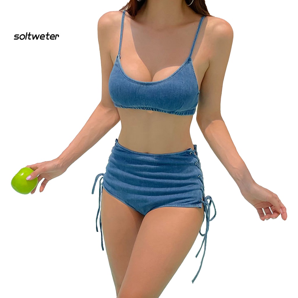 Bộ Bikini 2 Mảnh Màu Sắc Thời Trang Gợi Cảm Cho Nữ