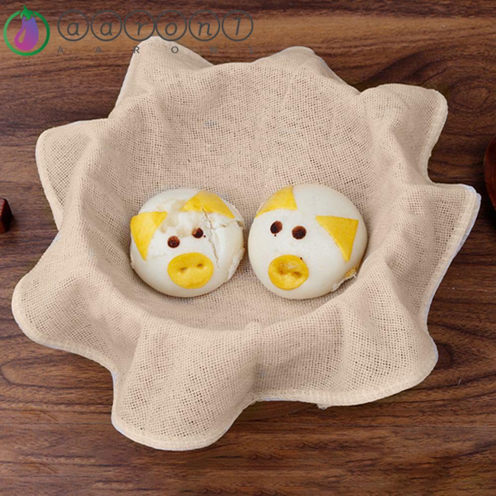 AARON1 Tấm Vải Cotton Lót Nồi Hấp Bánh Bao Hình Tròn Tiện Dụng