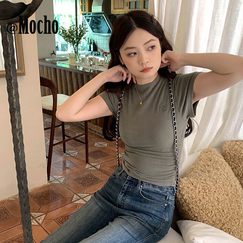Mocho áo phông áo thun nữ croptop baby tee Thời trang hàn quốc A29J0ZR