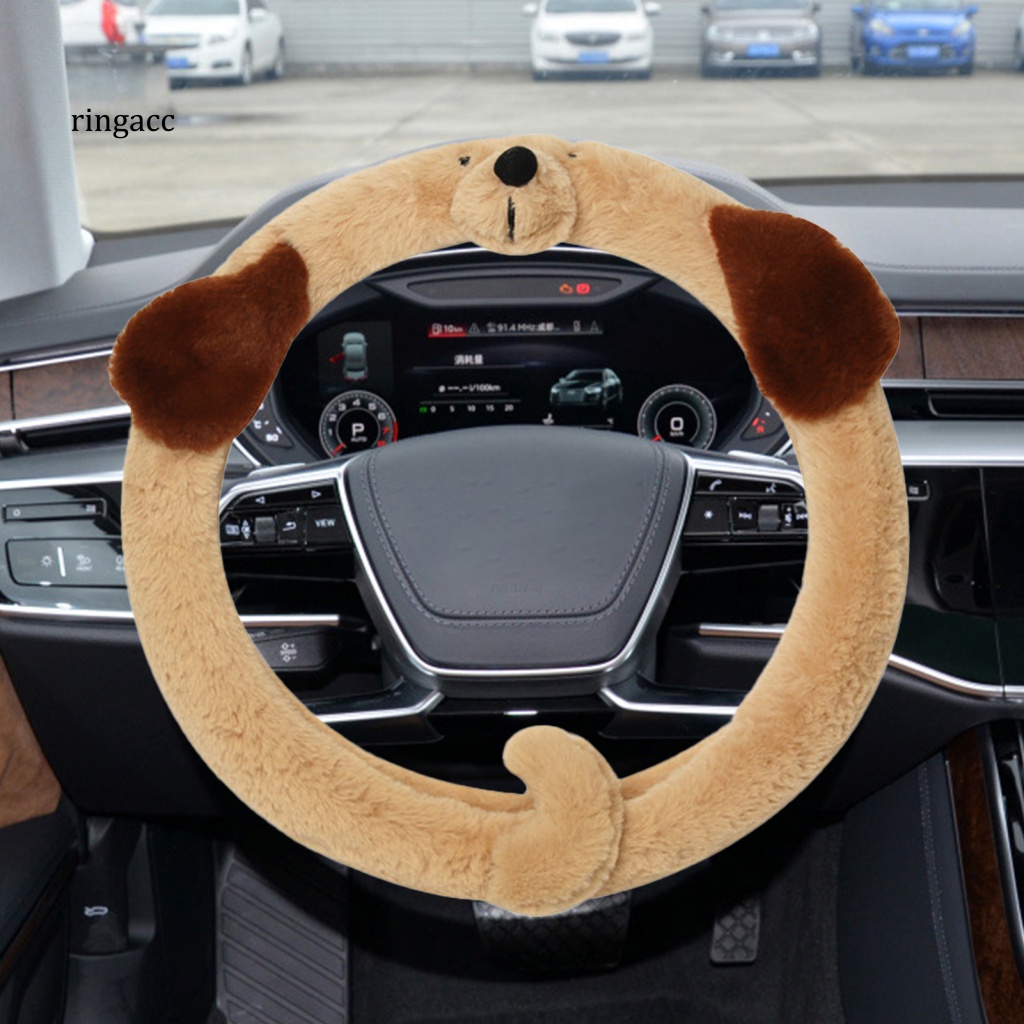 Vỏ Bọc Vô Lăng 38cm Phủ Lông Họa Tiết Hoạt Hình Dễ Thương Trang Trí Xe Hơi / Xe Tải