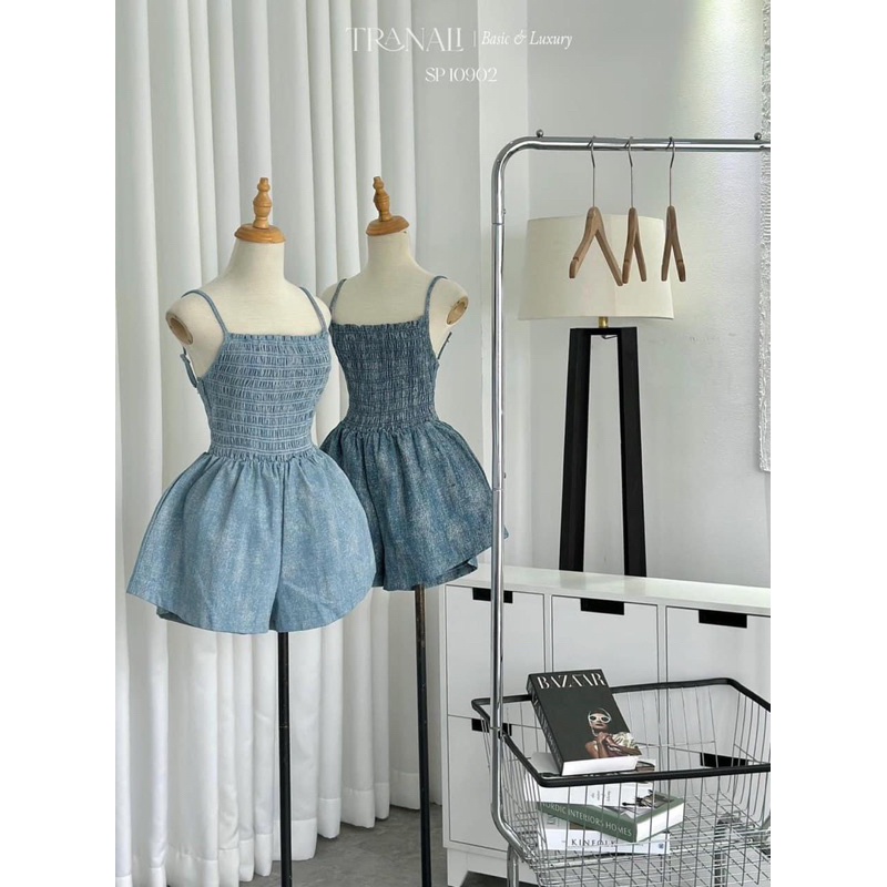 Jumpsuit bò 2 dây chun ngực chất bò giấy mềm siêu hot | BigBuy360 - bigbuy360.vn