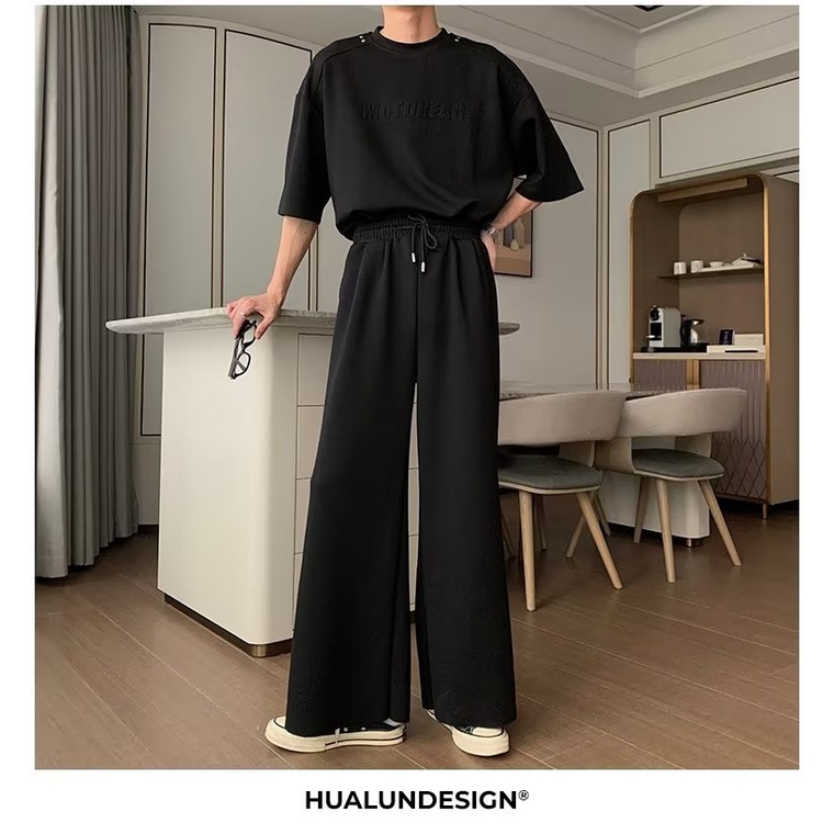 Bộ Đồ Thể Thao Hai Mảnh Dáng Rộng Phong Cách Hàn Quốc Hợp Thời Trang Mùa Hè Cho Nam