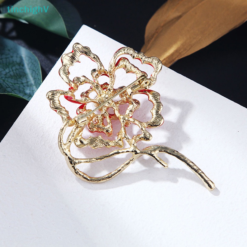 [TinchighV] Ghim Cài Áo Hình Hoa Đỏ Đính Ngọc Trai Cổ Điển Cho Nữ [Mới]