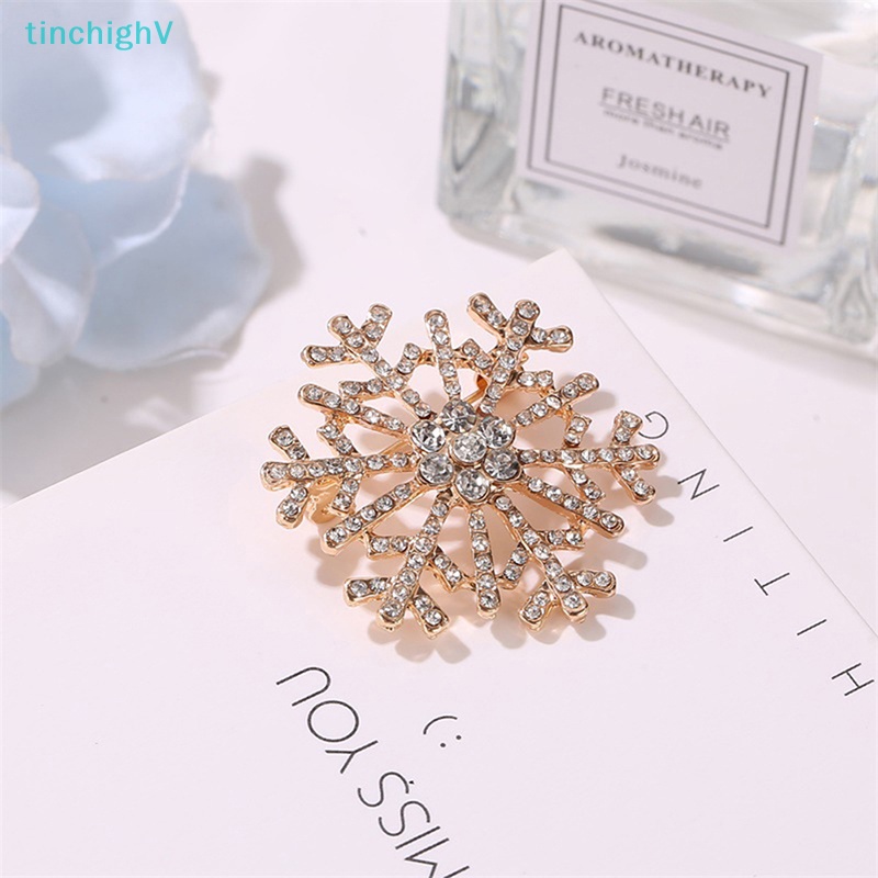 [TinchighV] Trâm Cài Áo Hình Bông Tuyết Mạ Vàng / Bạc Đính Kim Cương Giả Cho Nữ [Mới