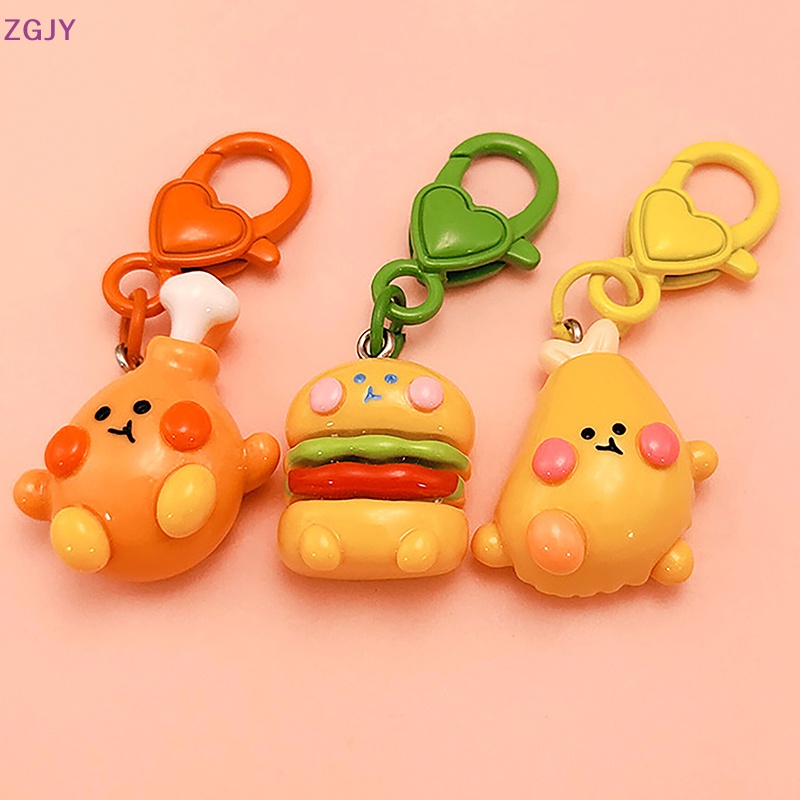 Móc Khóa Mô Phỏng Gà Rán / Hamburger Dễ Thương Vui Nhộn Dùng Để Trang Trí