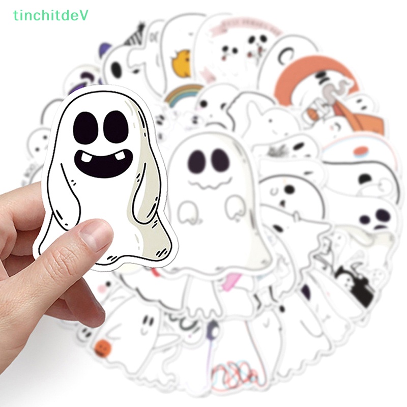 Bộ 50 Miếng Dán Trang Trí Sổ Tay Chống Thấm Nước Hình Quỷ Halloween Dễ Thương