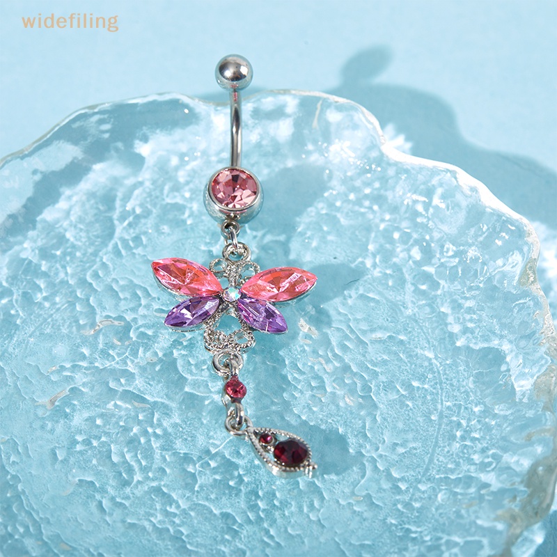 Khuyên Rốn Hình Bướm Bằng Thép Không Gỉ Đính Đá Zircon Nhiều Màu Sắc Quyến Rũ Dành Cho Nữ