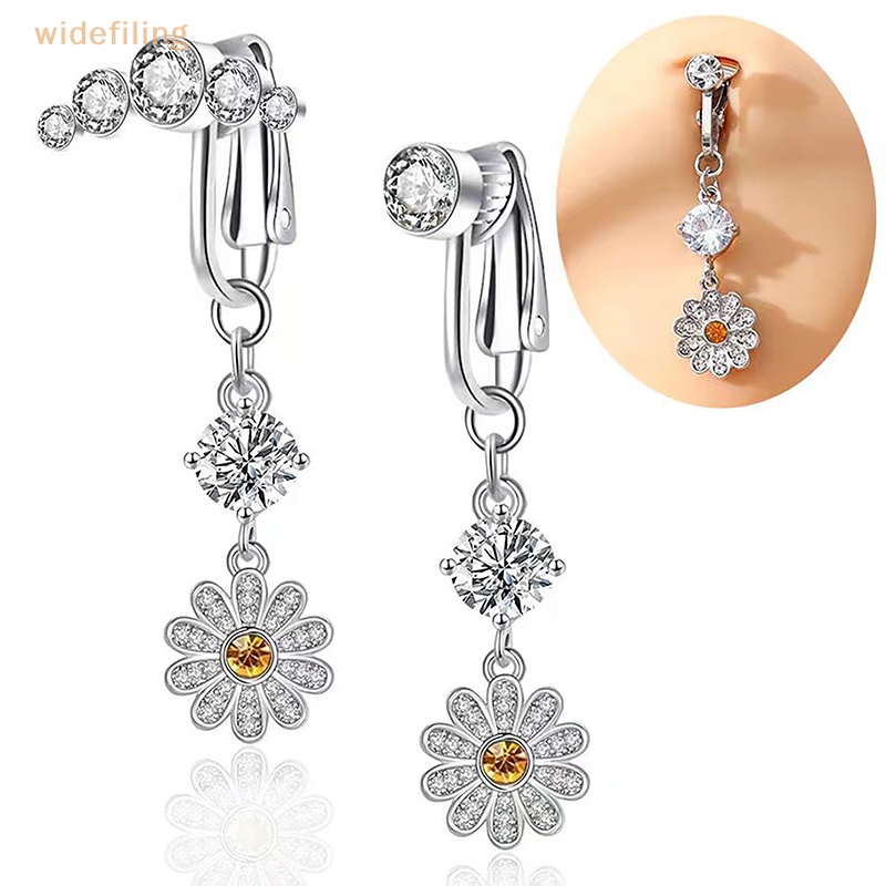 Khuyên Rốn Đính Đá Zircon Hình Hoa Hướng Dương Thời Trang Cho Nữ