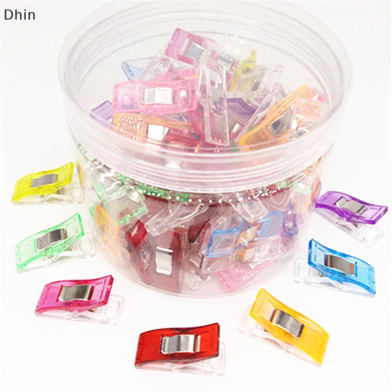 [Dhin] 50Pcs Colorful Sewing Craft Quilt Binding Sewing Clips Plastic Clips Clamps Pack COD