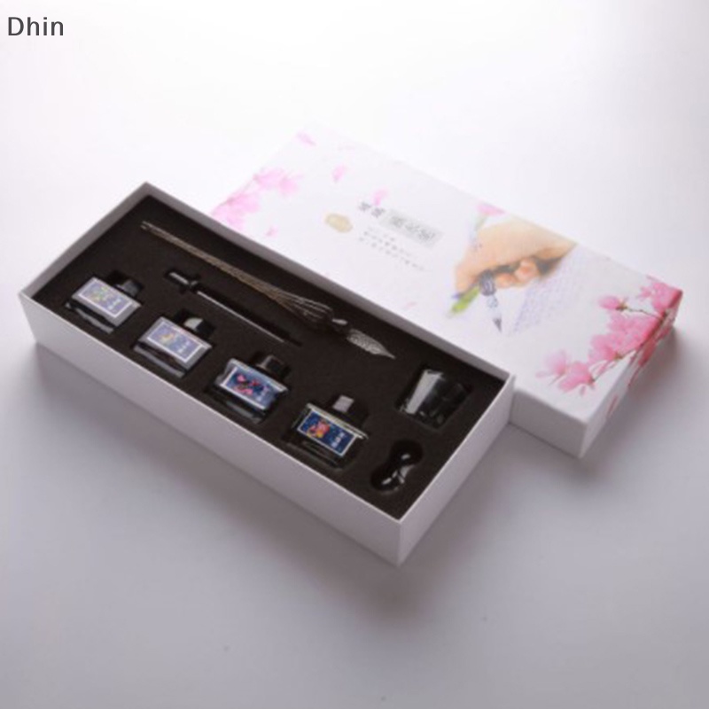 [Dhin] 1pc Vintage Handmade Glass Dip Sig Ink Fountain Pen Wrig Tool Offices COD