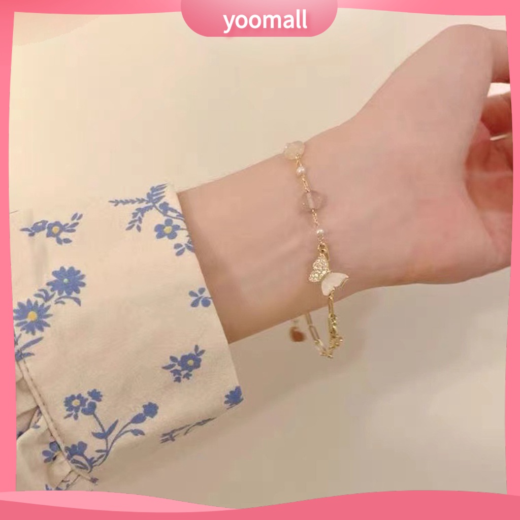 Vòng Tay Chuỗi Hạt Nhiều Màu Hình Bướm Thời Trang Thanh Lịch Cho Nữ